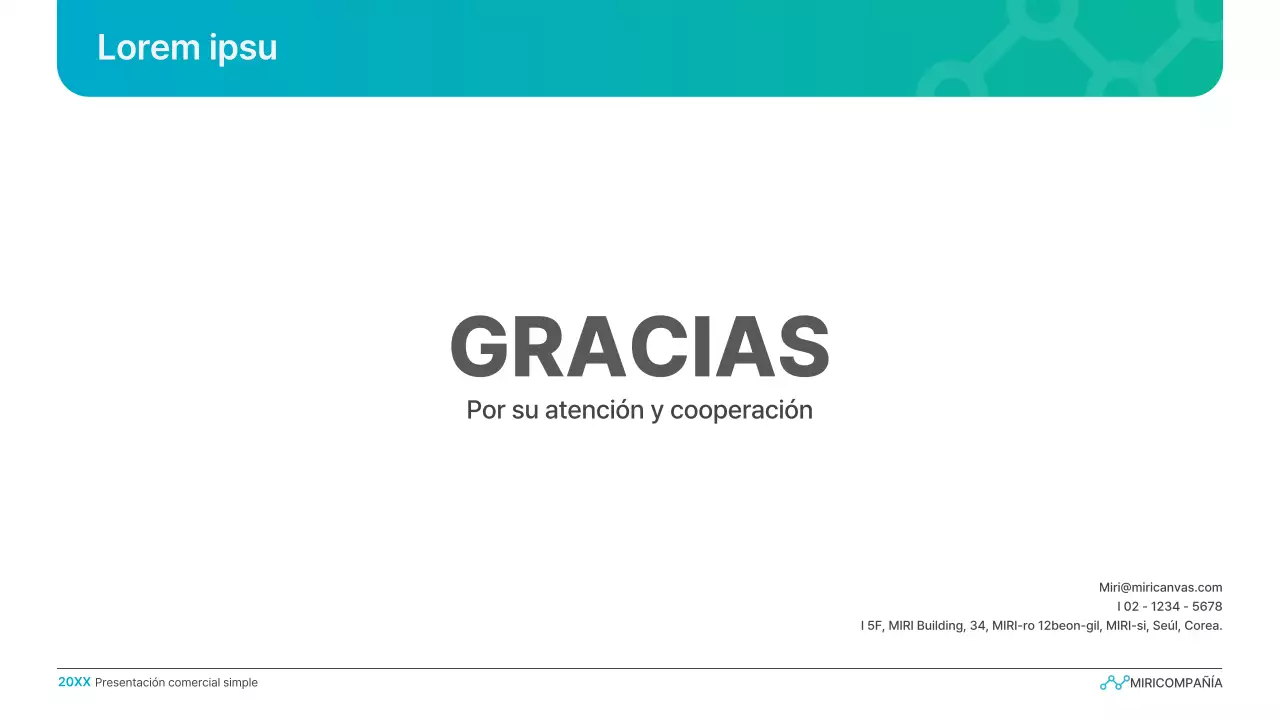 Presentación empresarial con degradado sencillo en azul claro y verde