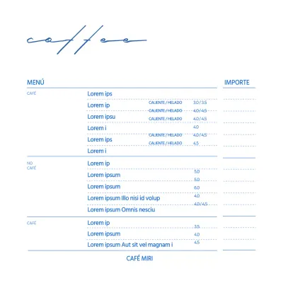 White Blue Simple Cafe Carta de bebidas