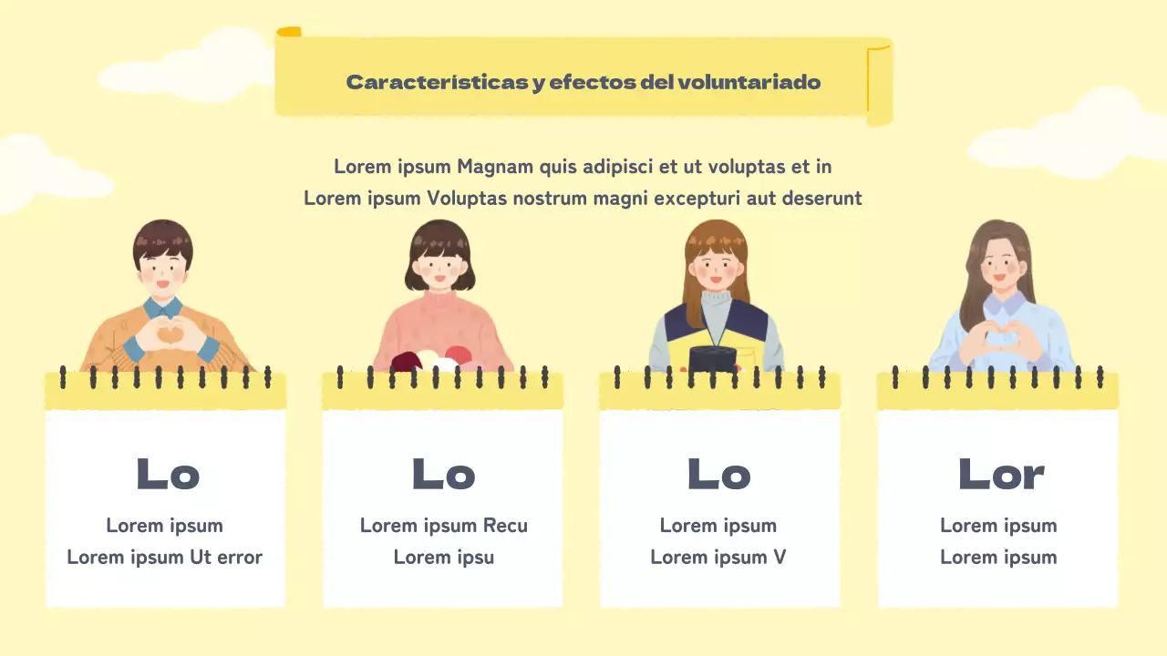 Folletos para voluntarios en cálidos tonos pastel amarillos