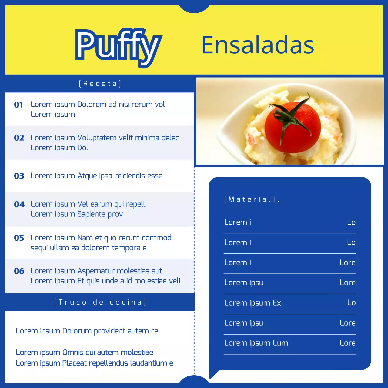 Amarillo y azul 3 minutos de curry parodia concepto plato de patatas recetario