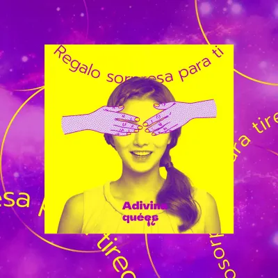 Kitschy purple and yellow giveaway event post