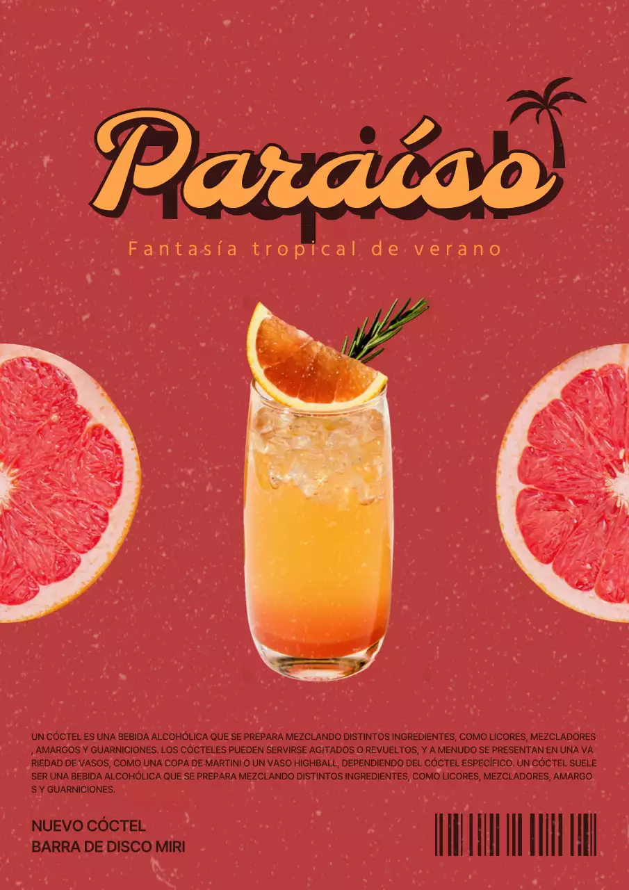 Promociona un cóctel tropical en rojo y verde