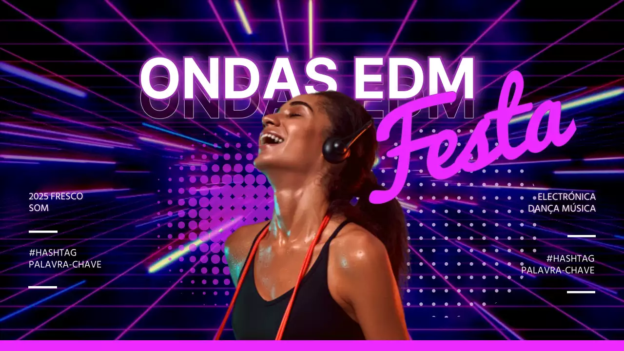 Lista de reprodução de música EDM com padrão geométrico néon púrpura