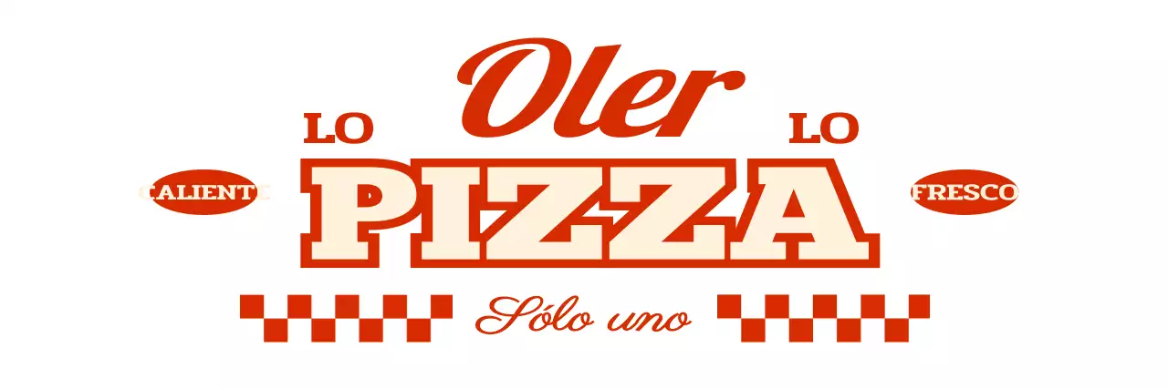 Delantal de una línea con logotipo de pizzería de inspiración vintage