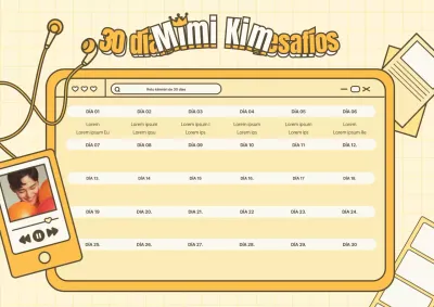 Un reto de ídolos de 30 días con un bonito concepto de ilustración amarilla