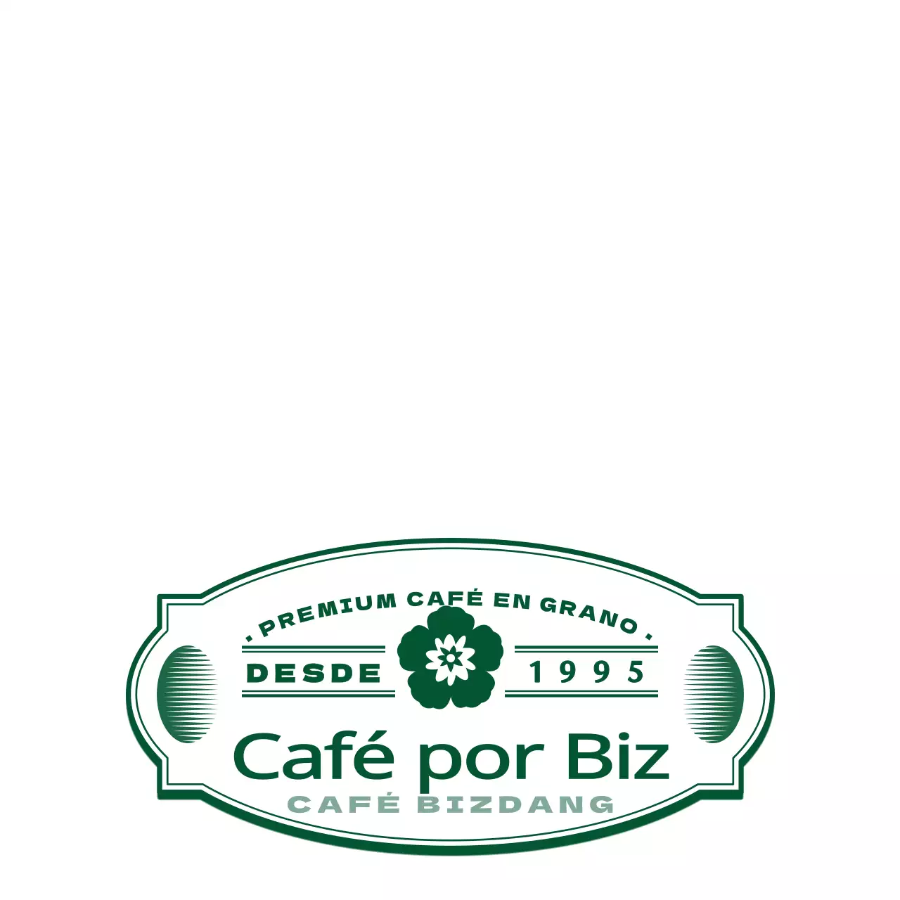 Verde y blanco simple emblema moderno retro logotipo estilo café información