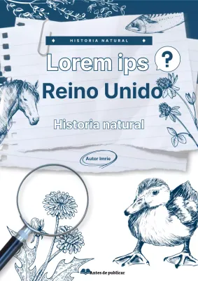 Cubierta del libro con dibujos lineales de flora y fauna en azul marino.