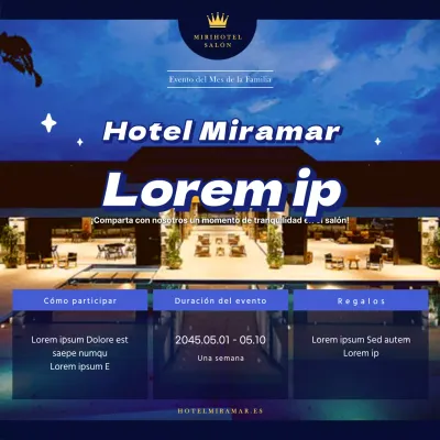 Reseña del hotel con vistas al cielo azul