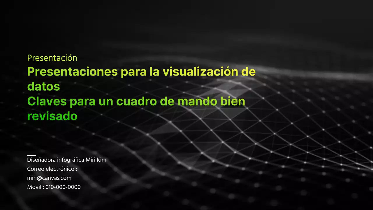 Presentación infográfica de negocios con tema degradado en negro y chartreuse