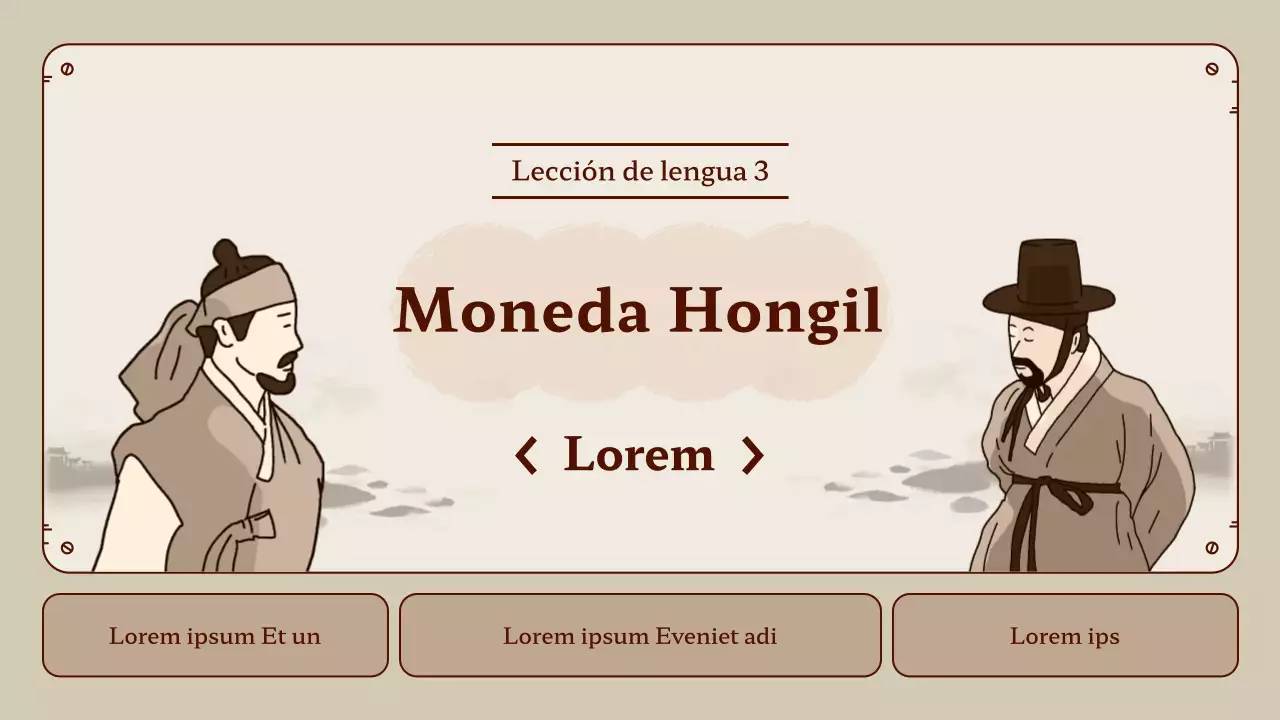 Honggil moneda lecciones de idiomas en beige y marrón