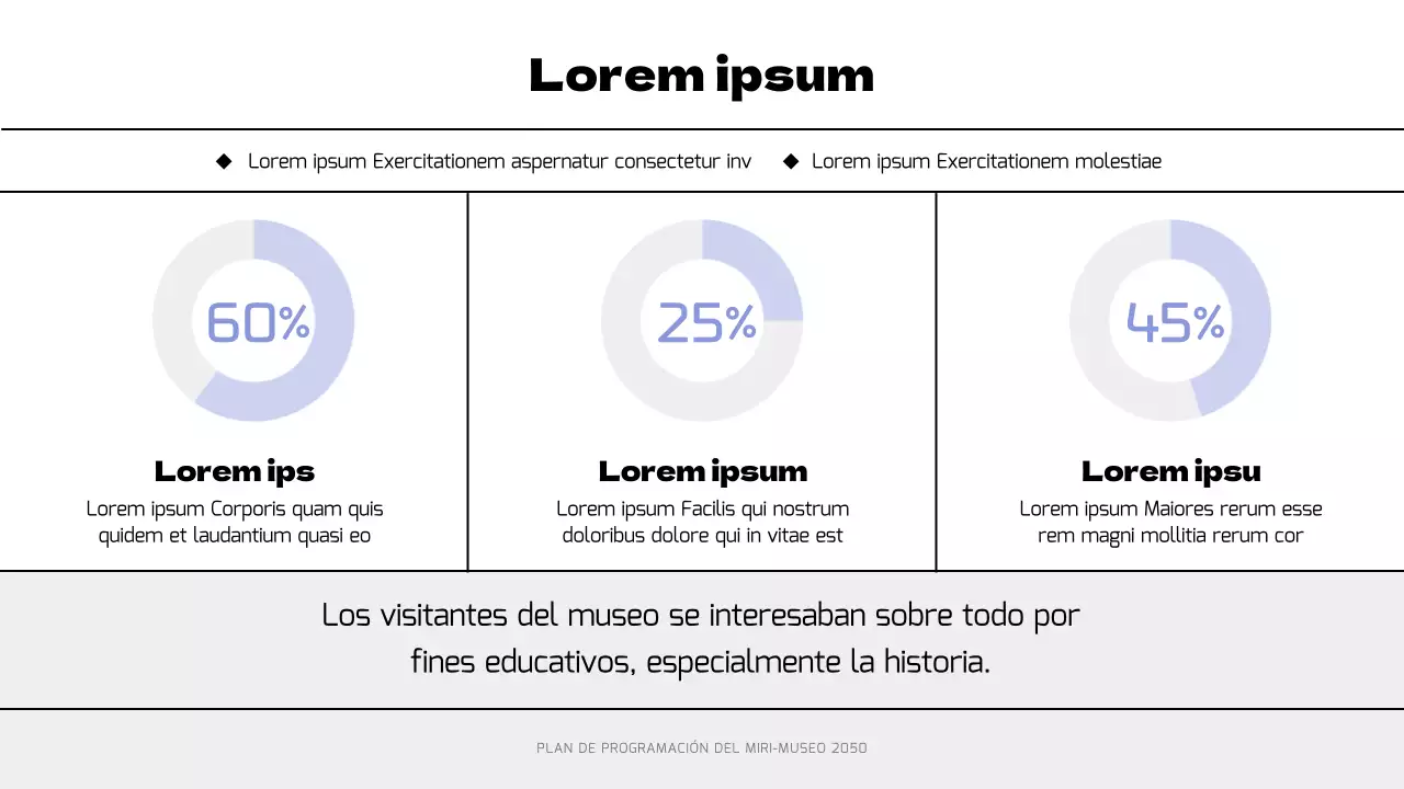 Planificación de un programa museístico moderno en negro y morado