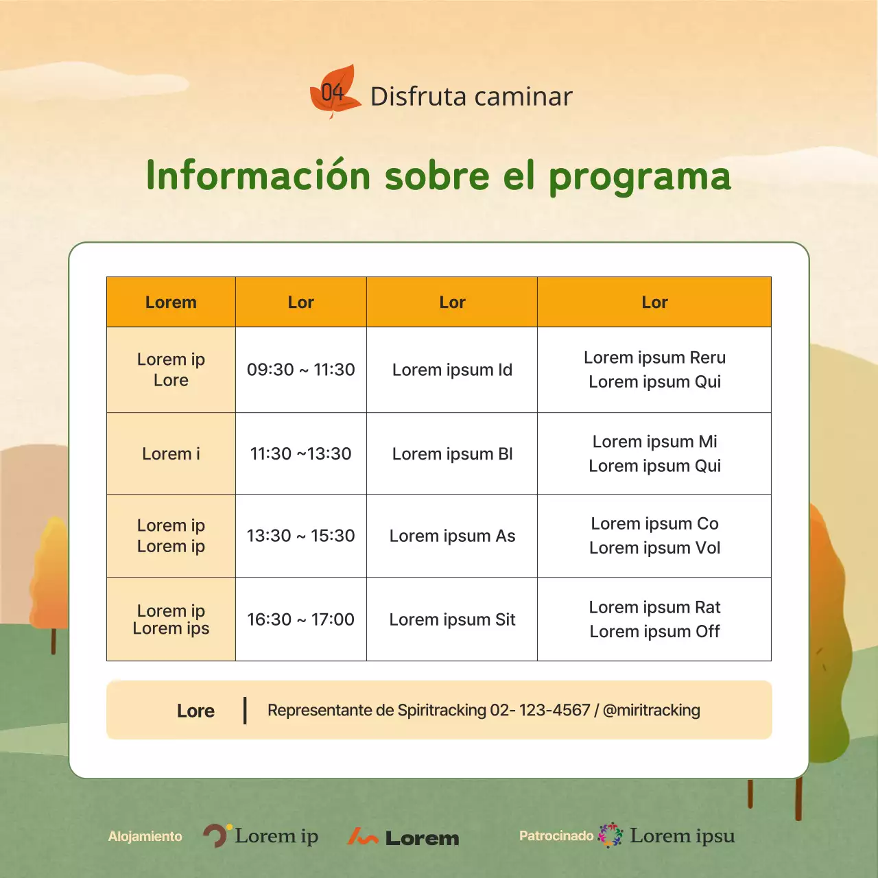Amarillo Naranja Verde Guía del Reto de Senderismo de Otoño