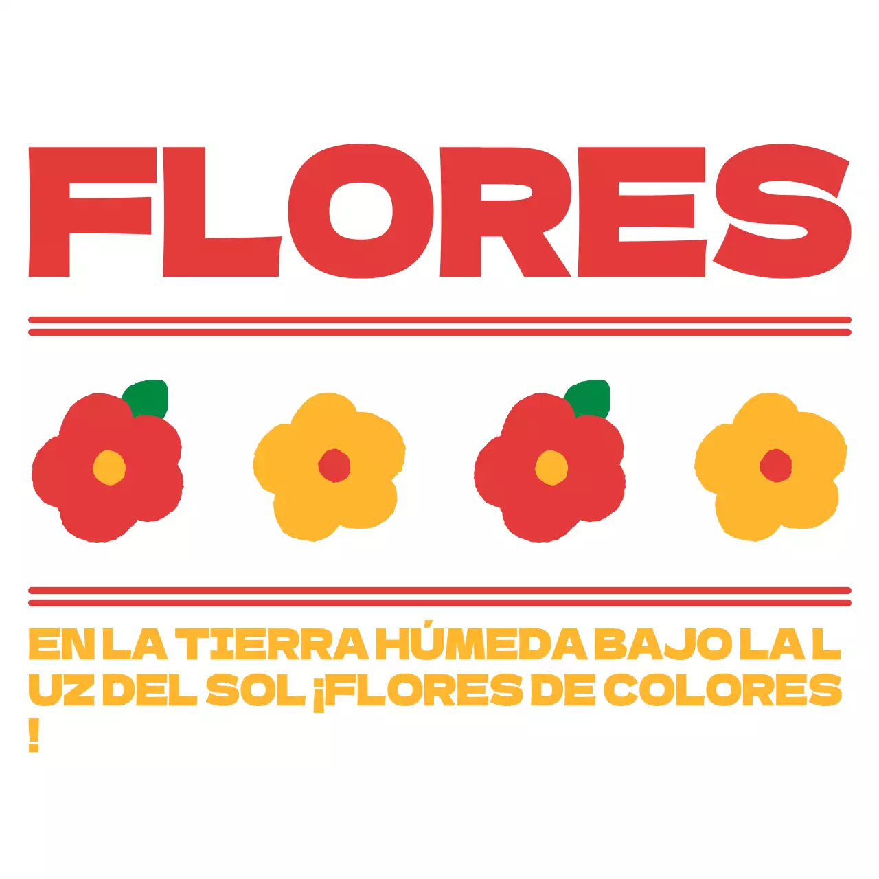 Rojo y amarillo marrón redondeado lindo flor ilustración y texto estilo de diseño de combinación para la mercancía personalizada