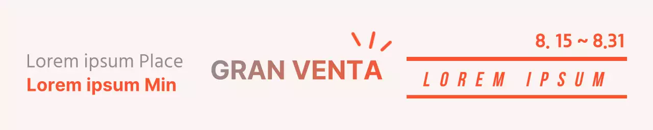 Banner web horizontal naranja y gris con tarjeta de descuento para eventos