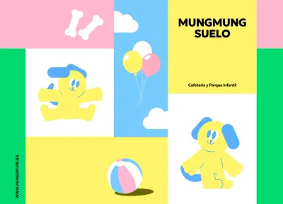 Promociona el patio de recreo de tu perro con simpáticas ilustraciones y vivos colores
