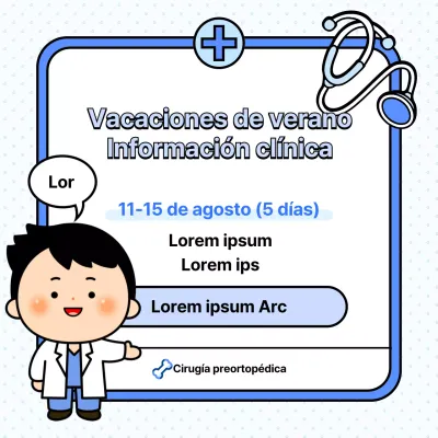 Kitschy azul y blanco anuncio de cierre del hospital en verano