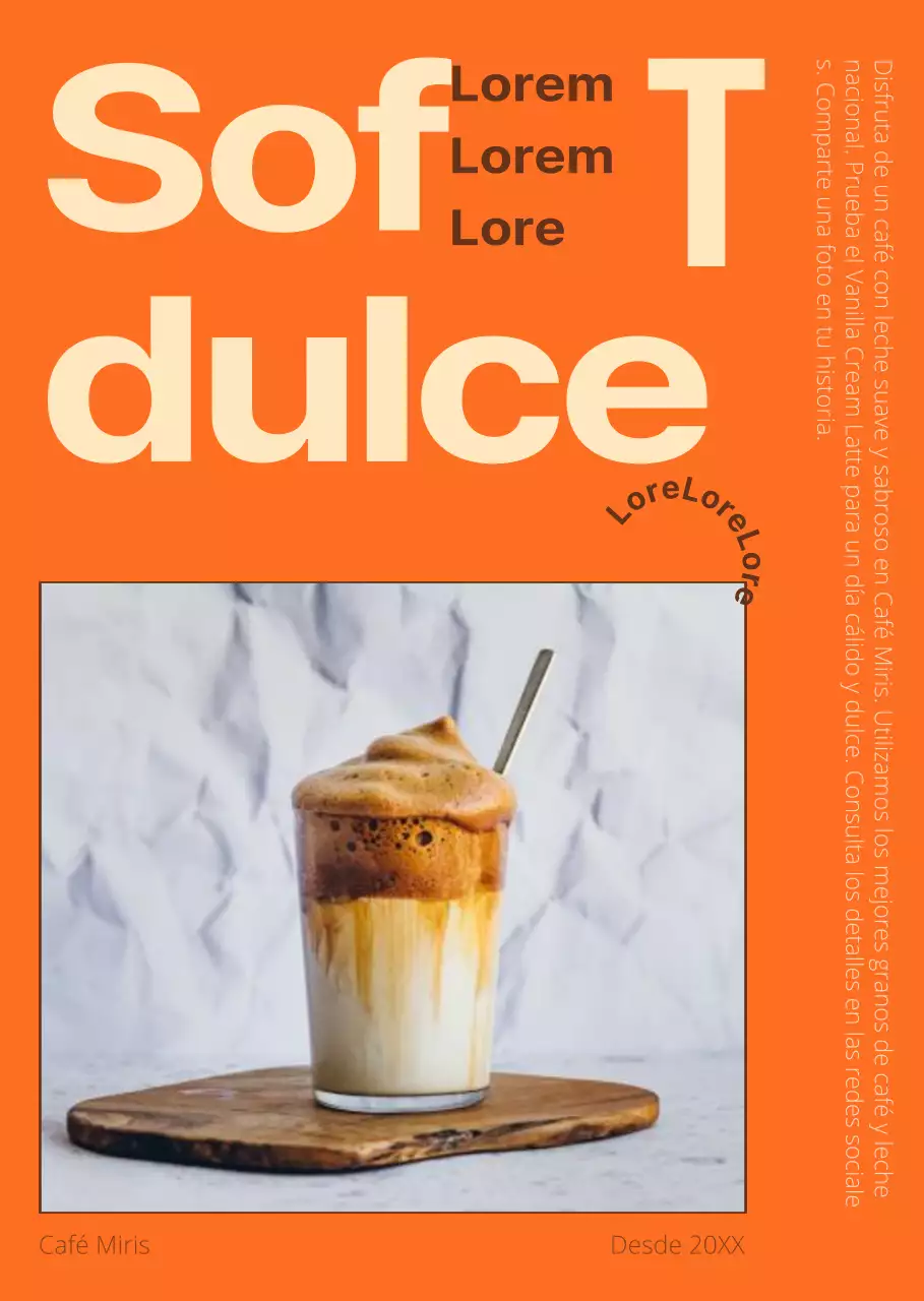 Marco de fotos naranja con texto resaltado