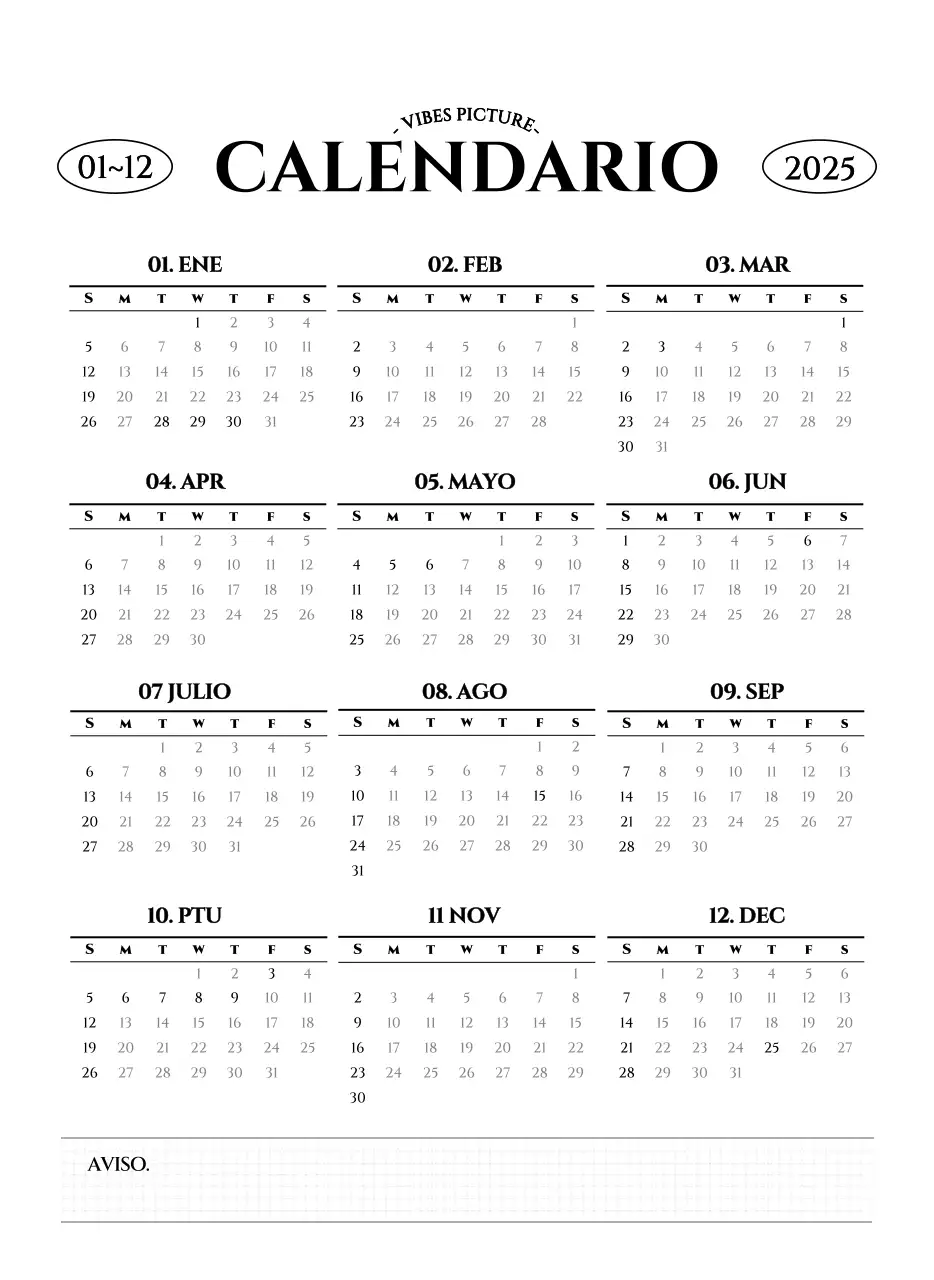 Calendario de pared de estilo sencillo con concepto de fotografía de viajes emocional en blanco y negro