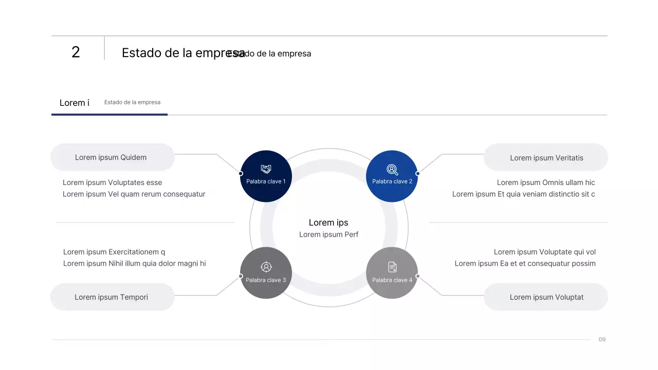 Sencilla presentación infográfica corporativa con degradados azules y verdes