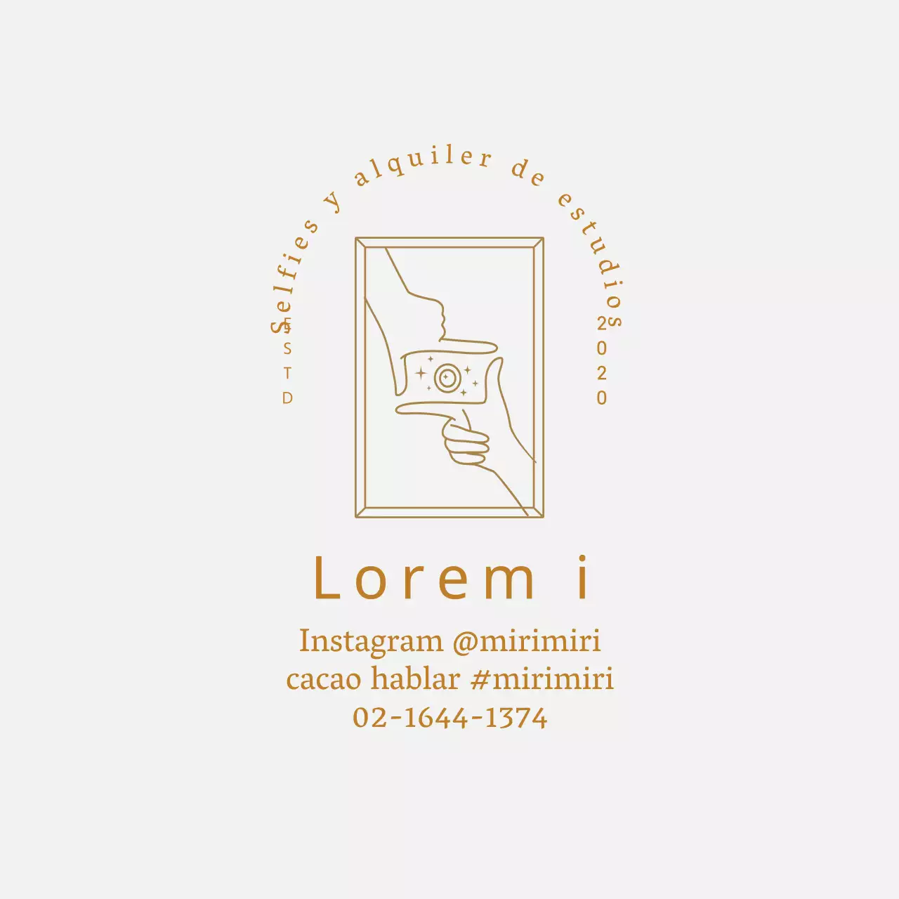 Beige gris ilustración logotipo fotografía estudio autoestudio promoción