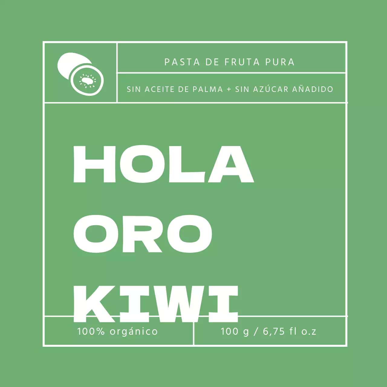 Etiqueta dorada de mermelada de kiwi