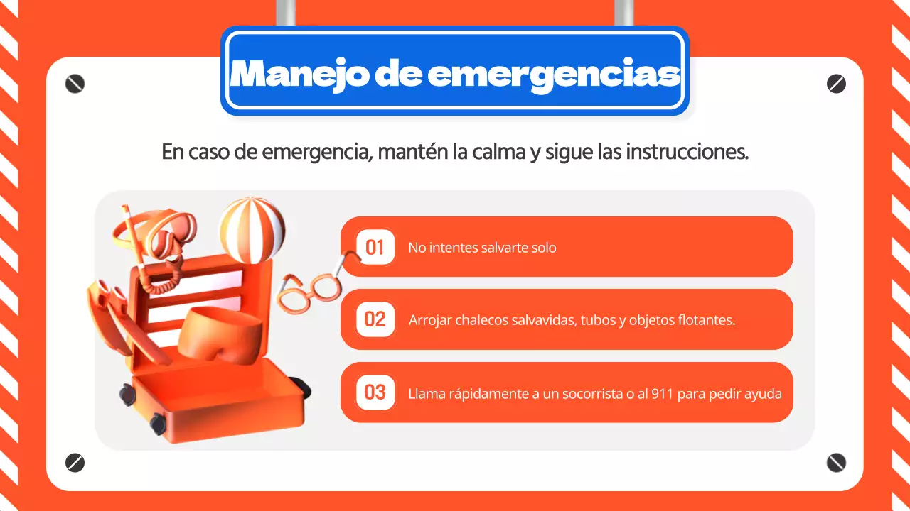 Guía naranja y azul para la seguridad en el agua durante el verano