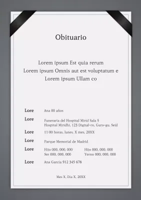 Anuncio necrológico monótono y tranquilo