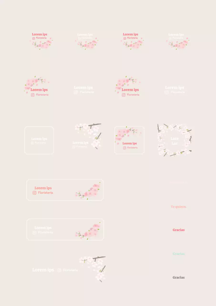 Ilustración sentimental de flores de primavera en rosa