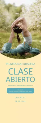 Promocione las clases abiertas de Pilates con un fondo amarillo