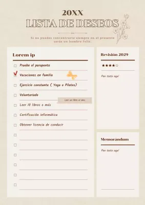 Lista de cosas que hacer en Año Nuevo en tonos marrones y pastel