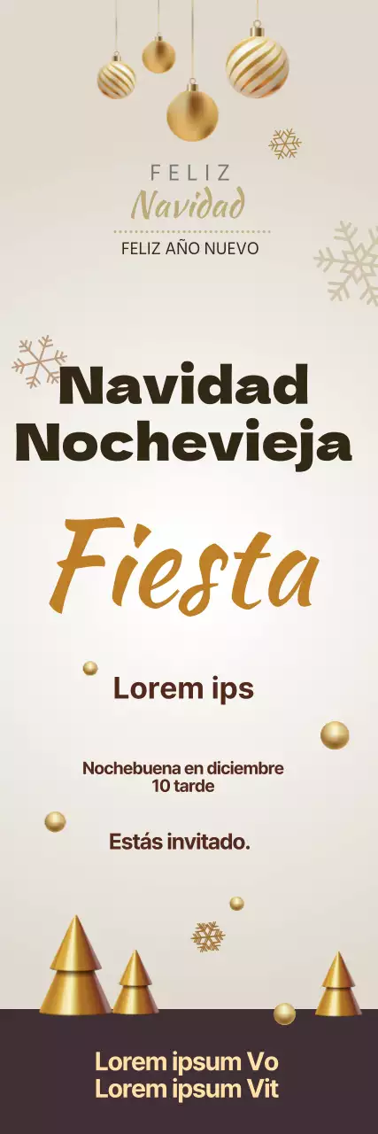 Invitación a una fiesta de Navidad con letras beige