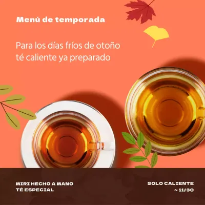 Promocione el nuevo menú de otoño de su cafetería con una moderna y sencilla combinación de colores naranja y marrón