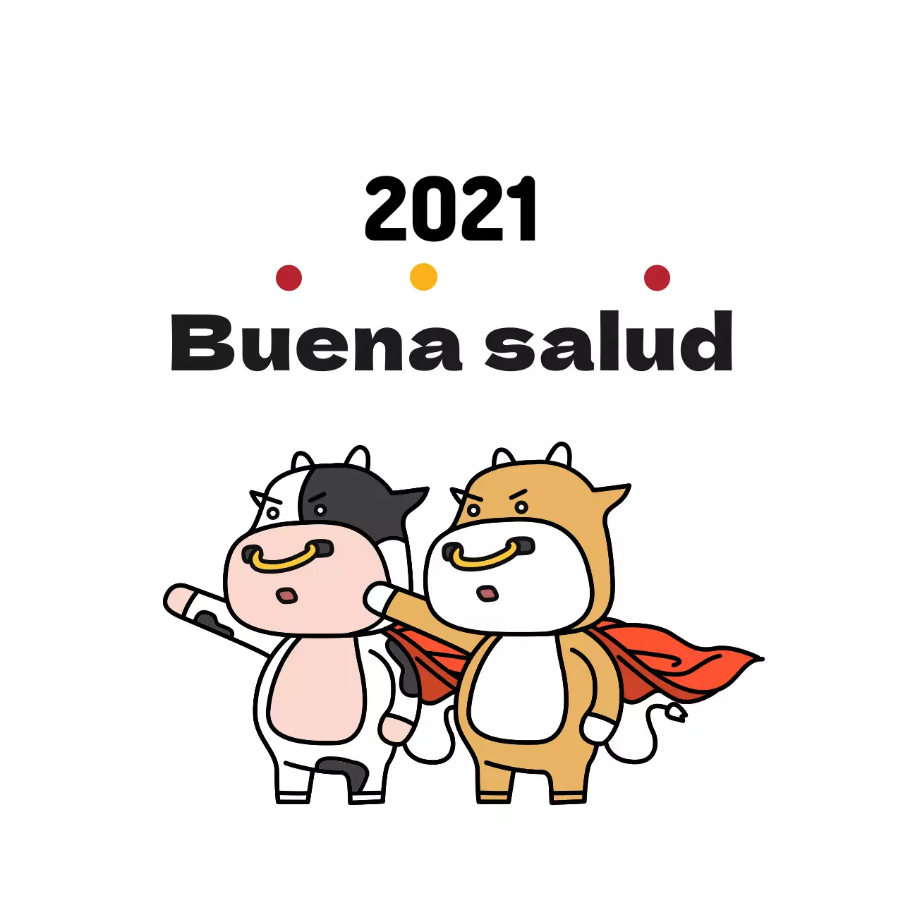 Simpática etiqueta de felicitación de Año Nuevo con ilustración en blanco