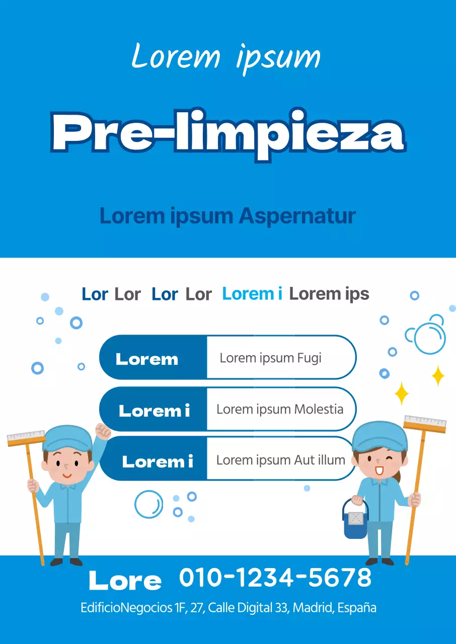 Ilustración azul lindo servicio de limpieza holbo