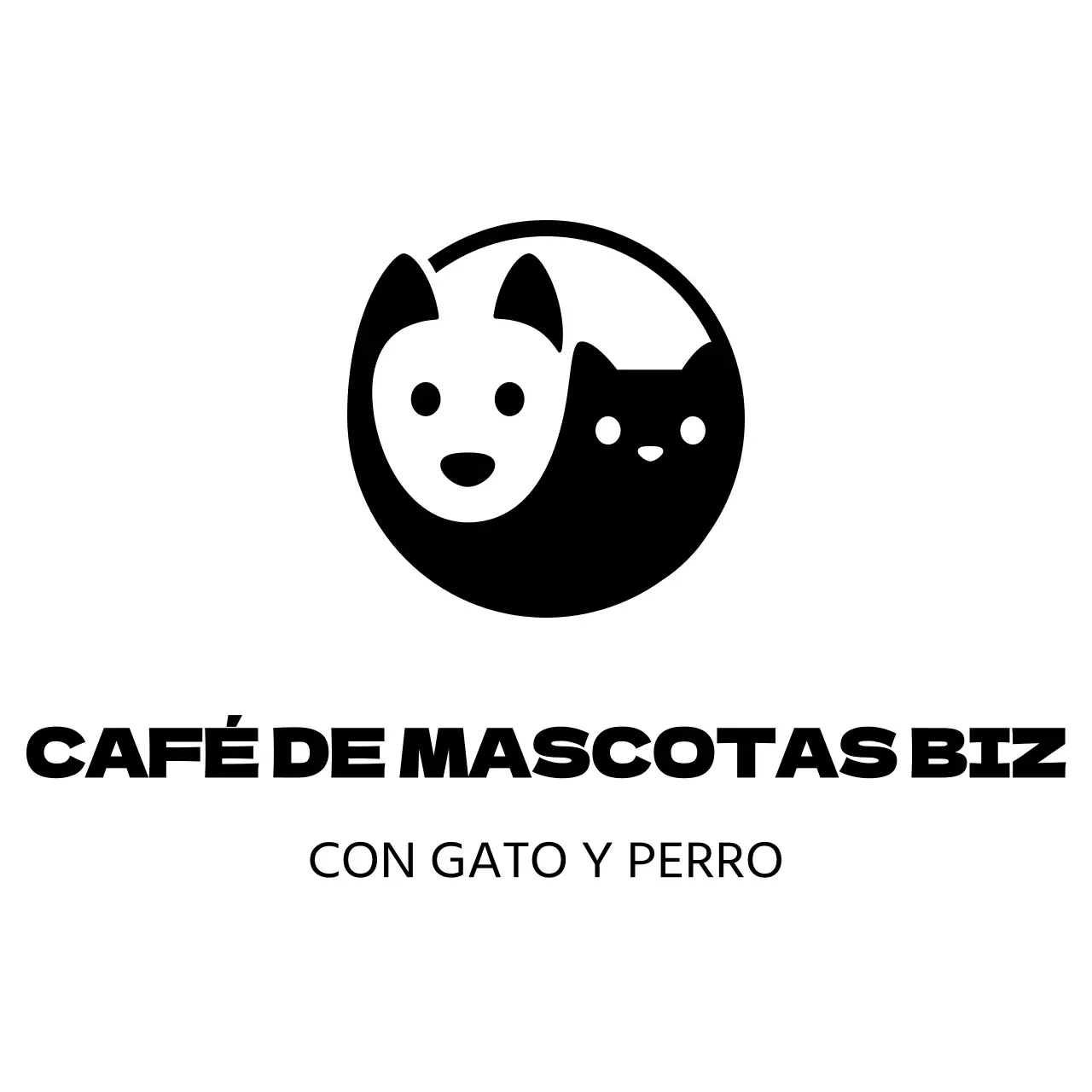Icono de perro y gato estilo cafetería de mascotas