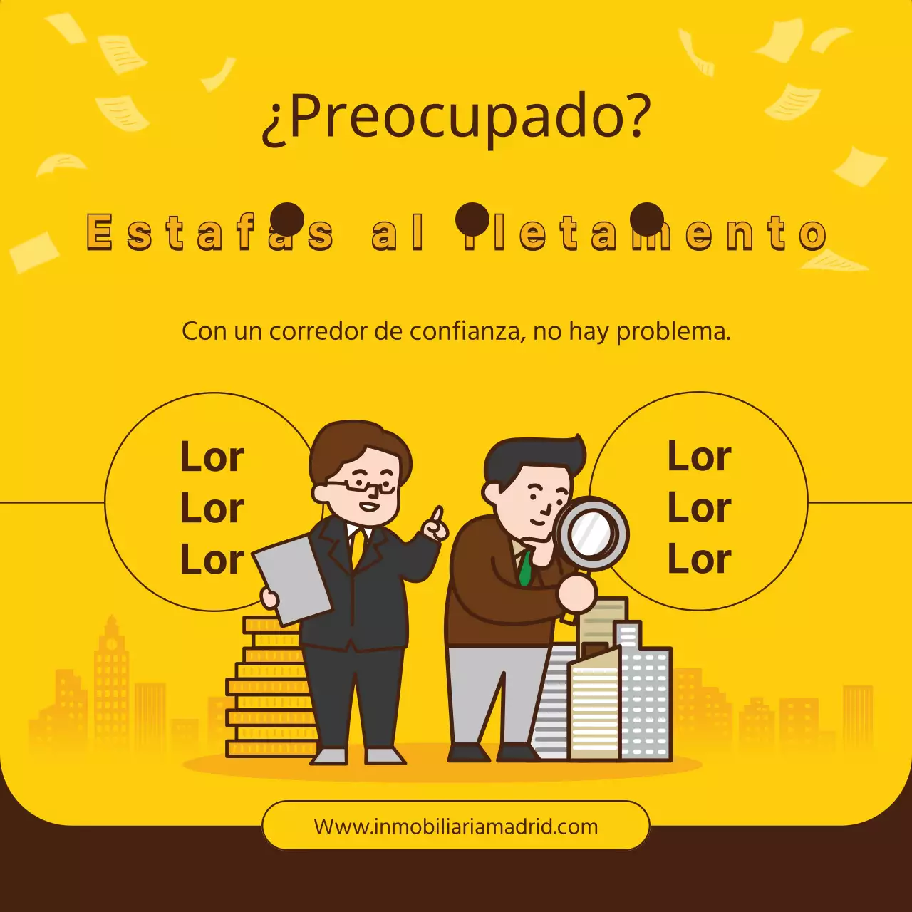 Marrón amarillo Concepto de ilustración limpio y sencillo para promocionar un agente inmobiliario de confianza