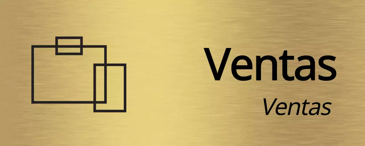 Señalización en negro con el nombre del departamento corporativo de su empresa y una sencilla ilustración de un icono