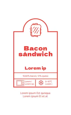 Etiqueta roja ilustrada para bocadillos