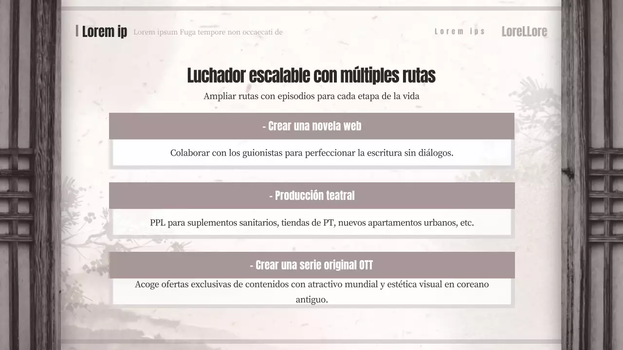 Marrón y beige orientalización concepto sagas lucha libre webtoon propuesta