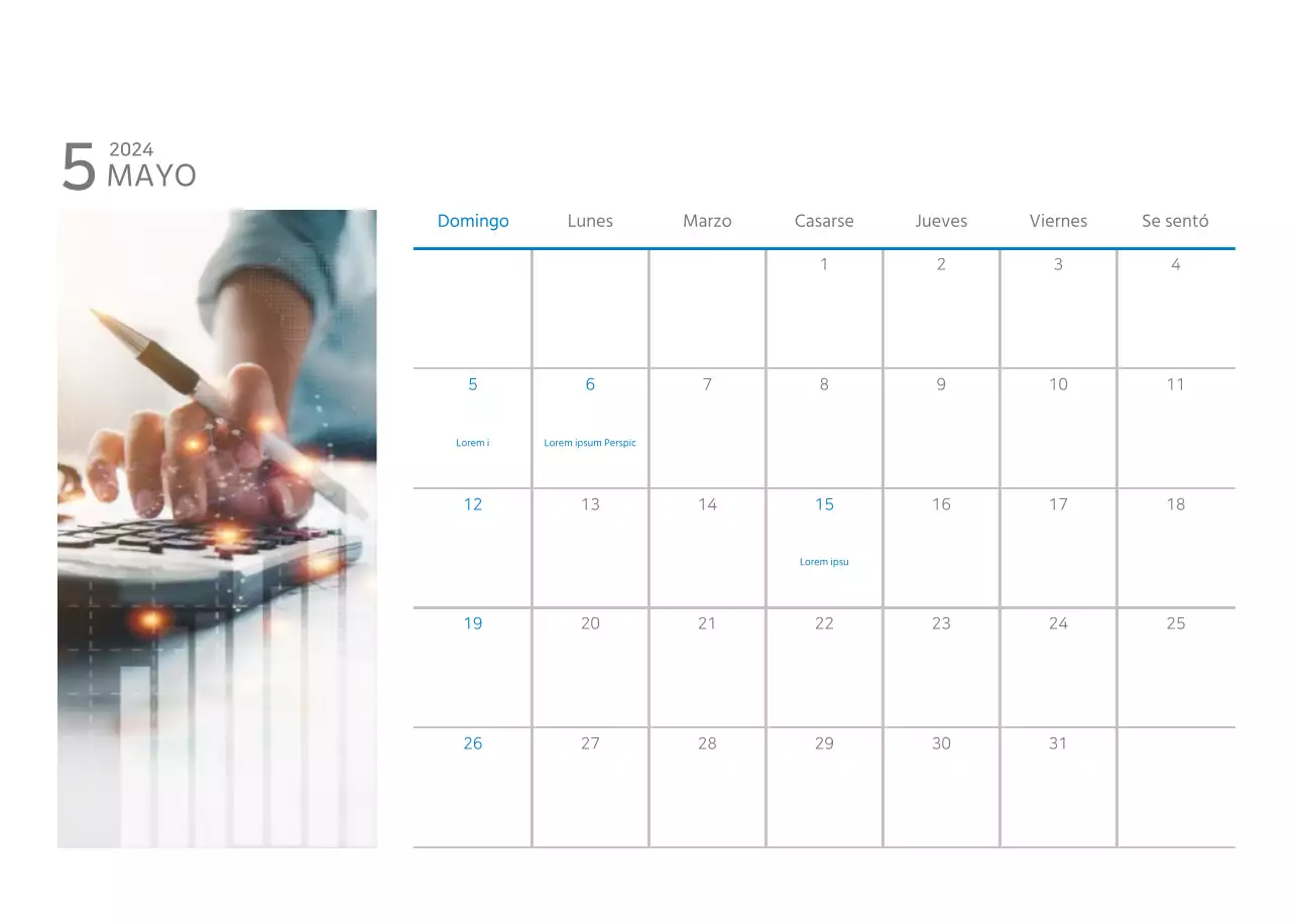 Calendario de empresa blanco y sencillo