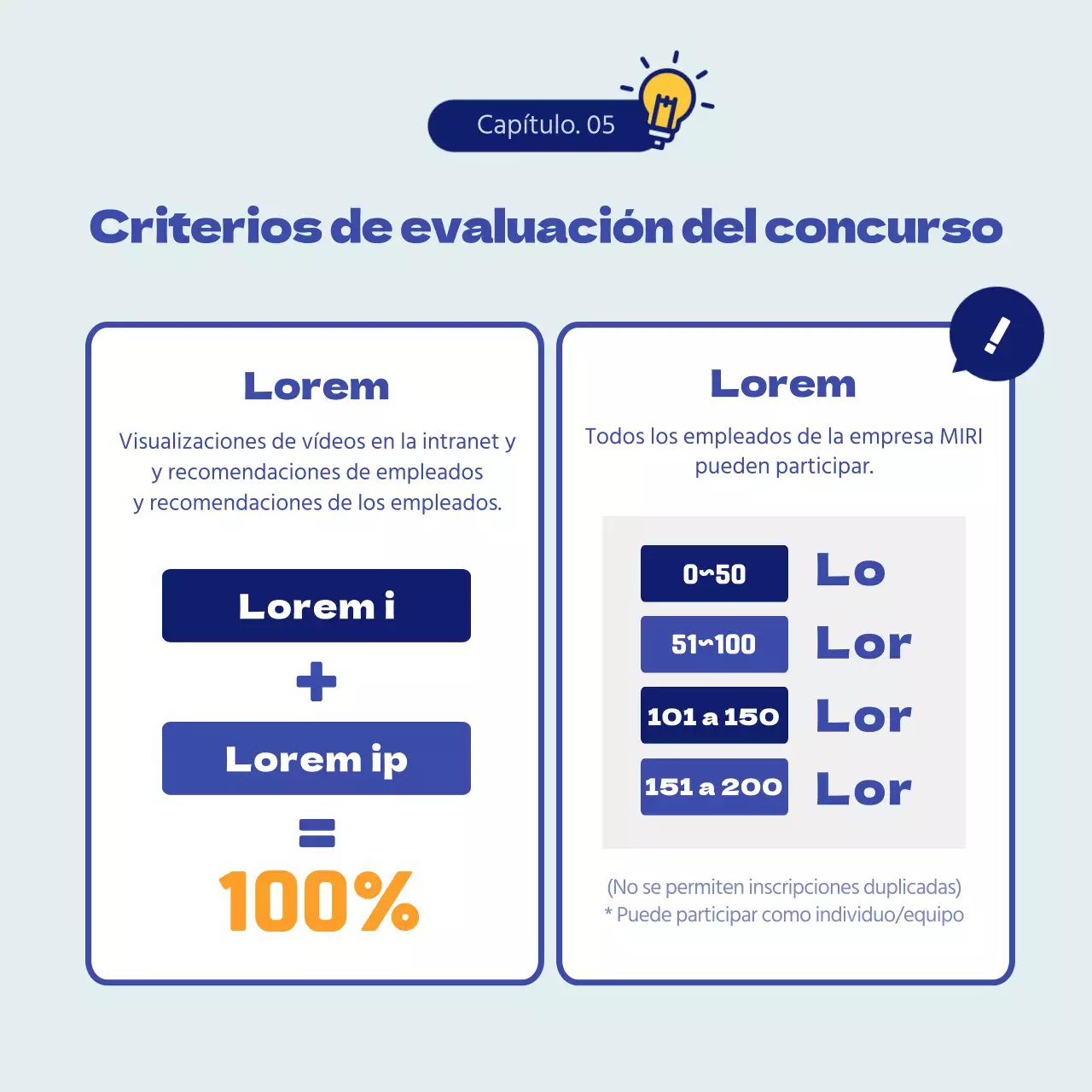 Concurso interno de ideas con un concepto de bocadillo azul