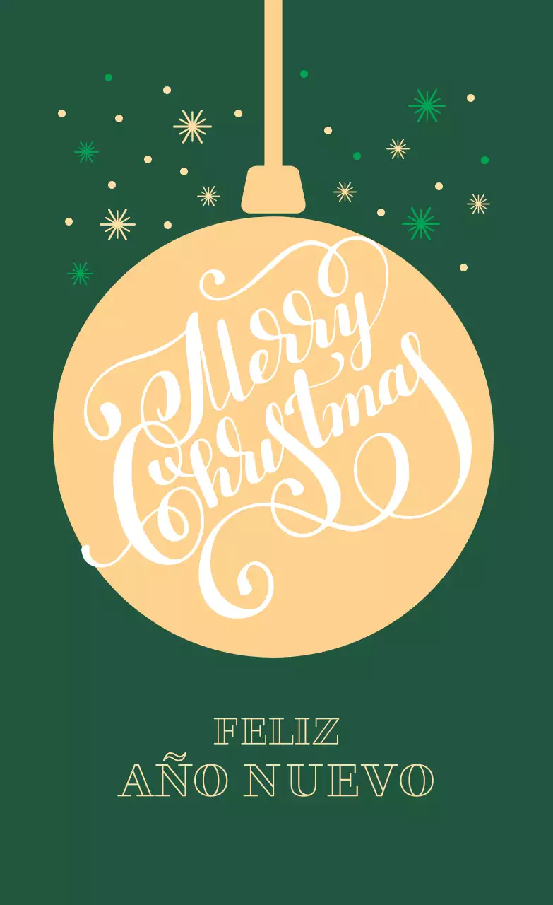 Verde Amarillo Ilustración Etiqueta de felicitación de Navidad