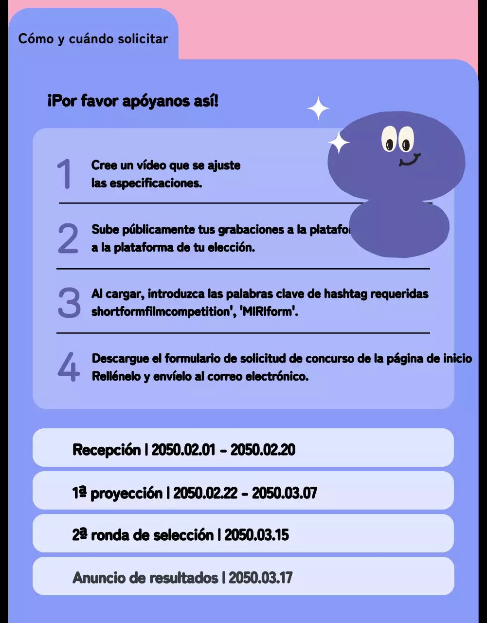 Simpático concurso de contenidos breves con coloridas formas e ilustraciones