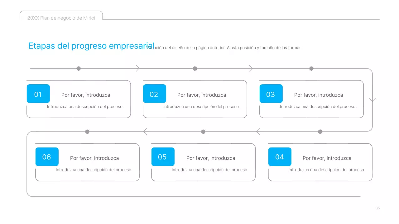 Una presentación limpia en azul y blanco del plan de negocio de contenidos culturales