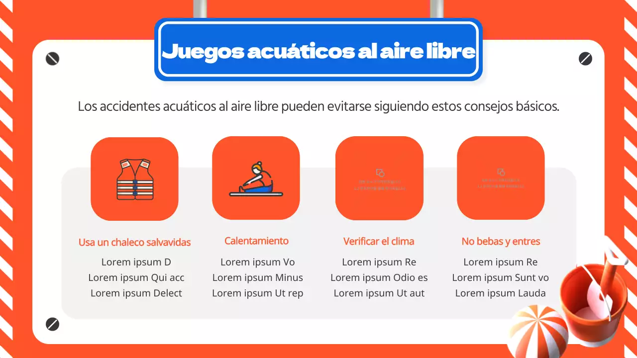 Guía naranja y azul para la seguridad en el agua durante el verano