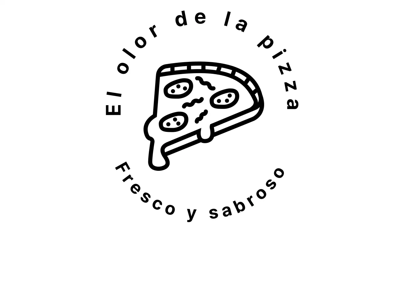 Pizza con logotipo simbólico y placa vintage negra y limpia