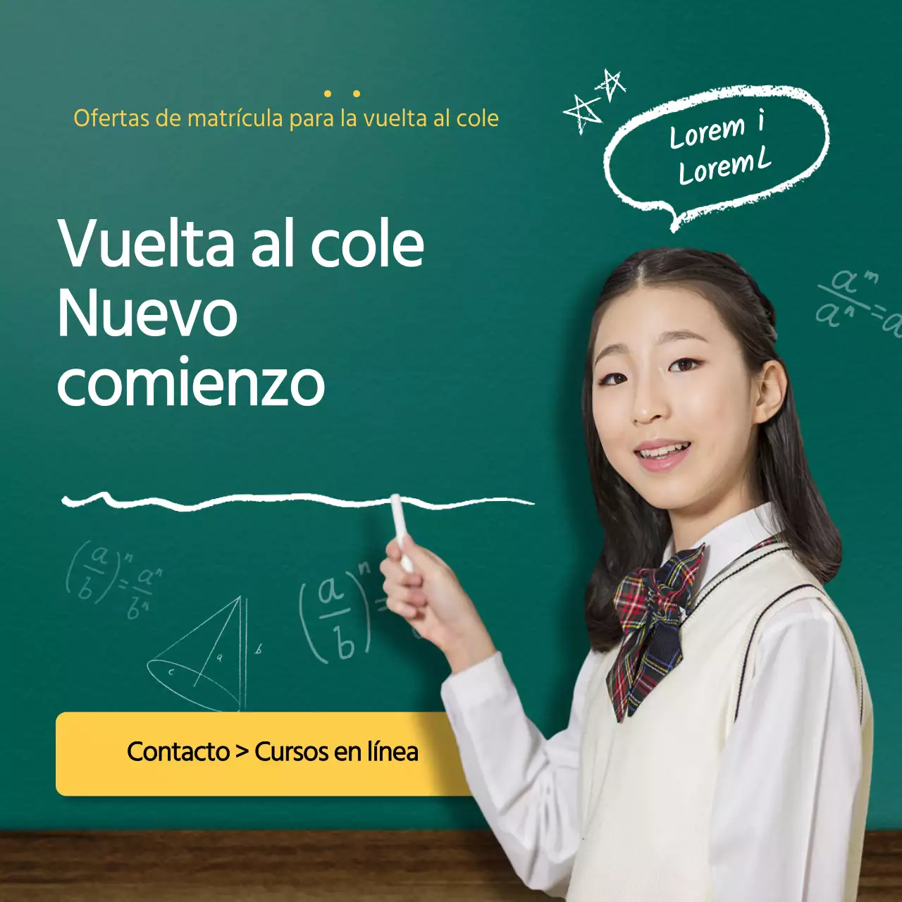 Colegialas de vuelta al cole con fondo de pizarra verdeEvento