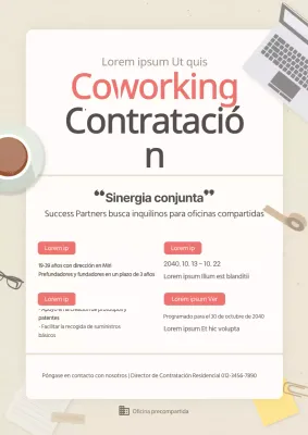 beige ilustración espacioempresa coworking propuesta espacio coworking contratación web cartel