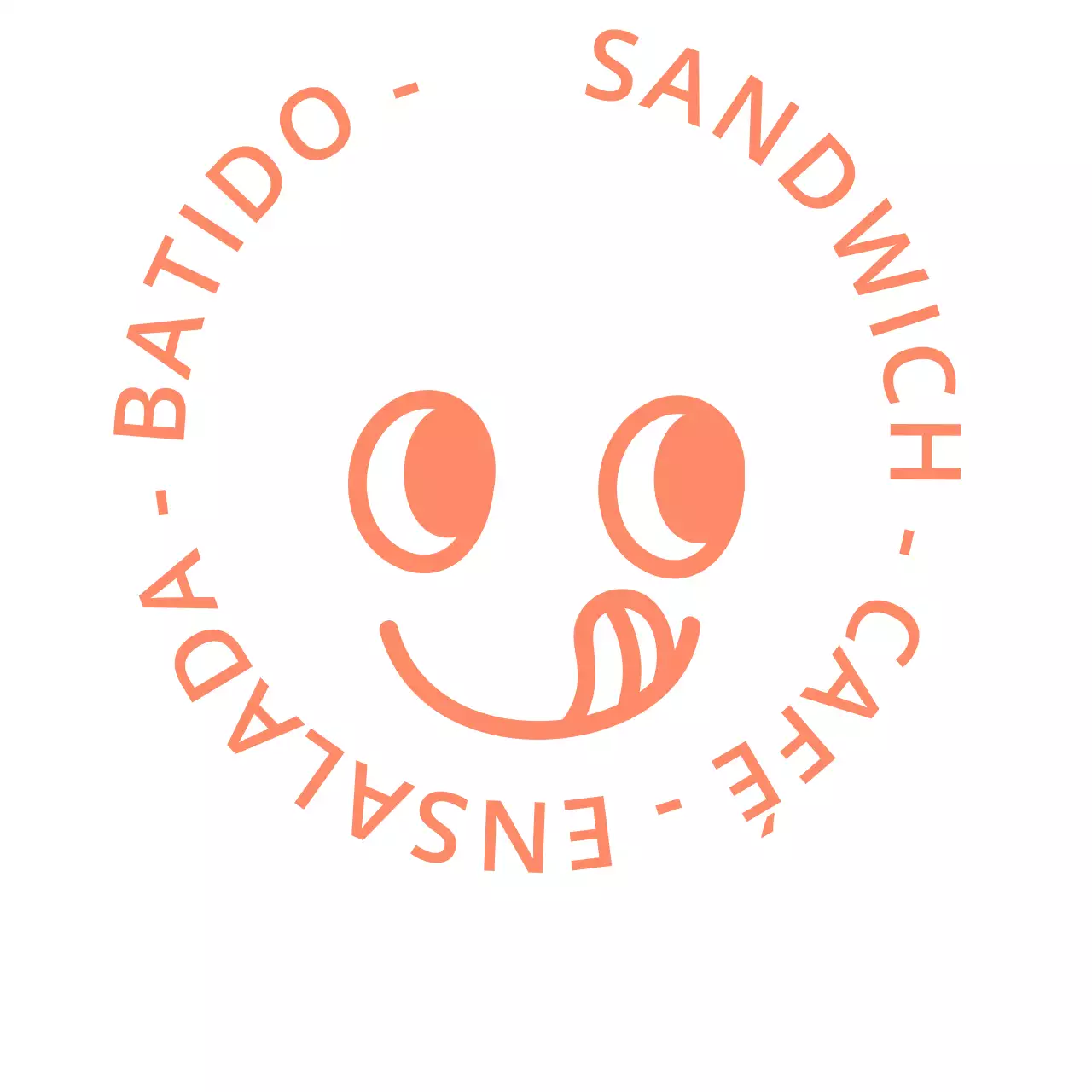 Logotipo de cafetería con expresiones faciales deliciosas