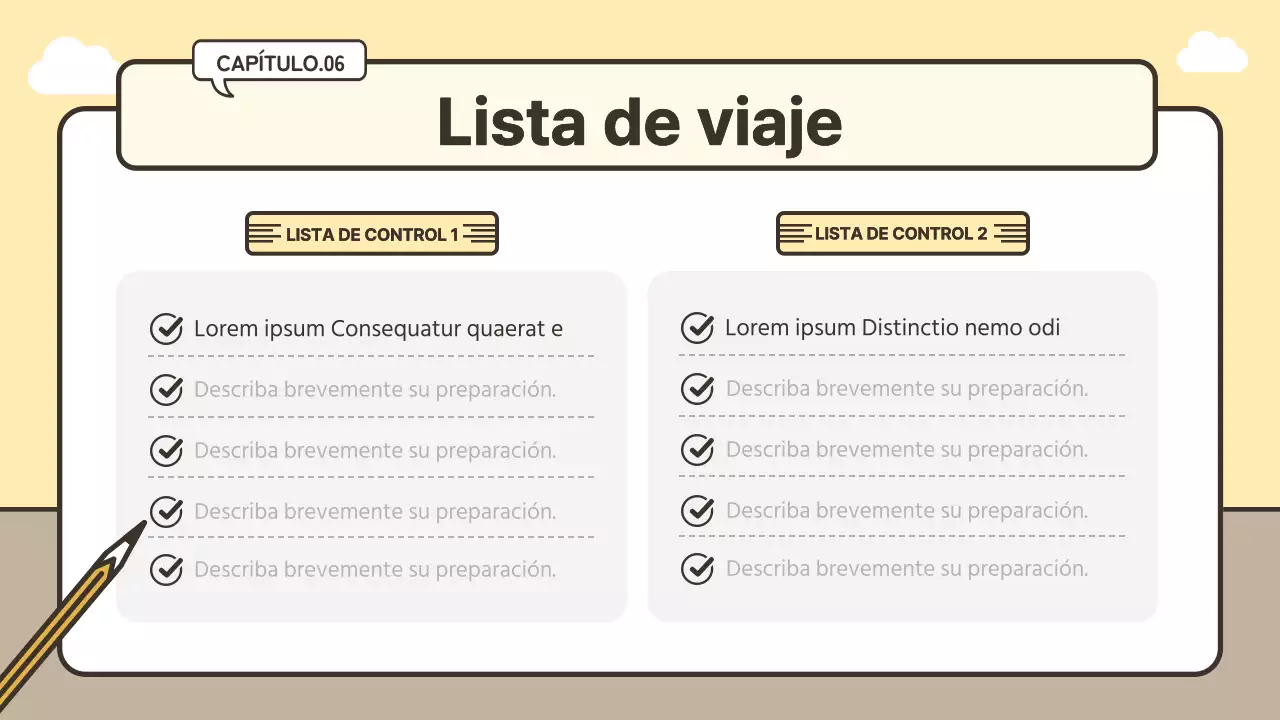 Lindo concepto de equipaje itinerario de viaje en amarillo y beige